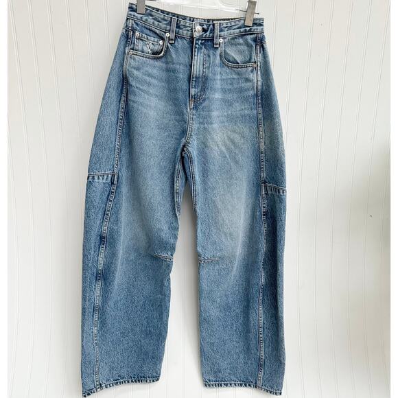 rag & bone Charlie Ankle Barrel Leg Jeans Blue High Rise Denim 25 - Picture 8 of 8